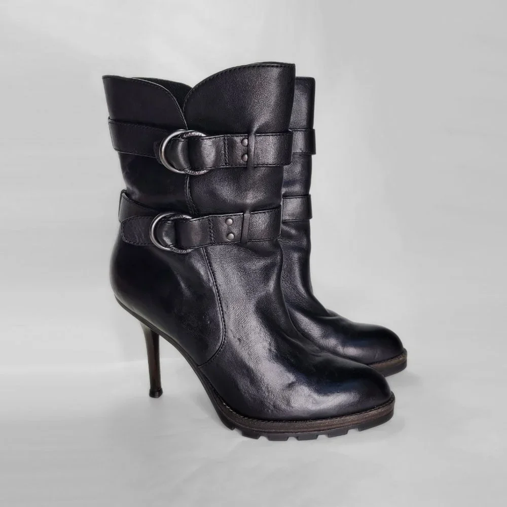 Coach Thelma Stiletto Black Mid-Calf Leather Boot Sz 10 - Picture 3 of 15